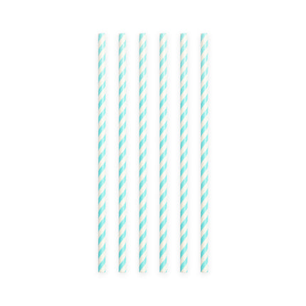 Pailles en papier Baby Blue Striped 19.7cm 20pcs