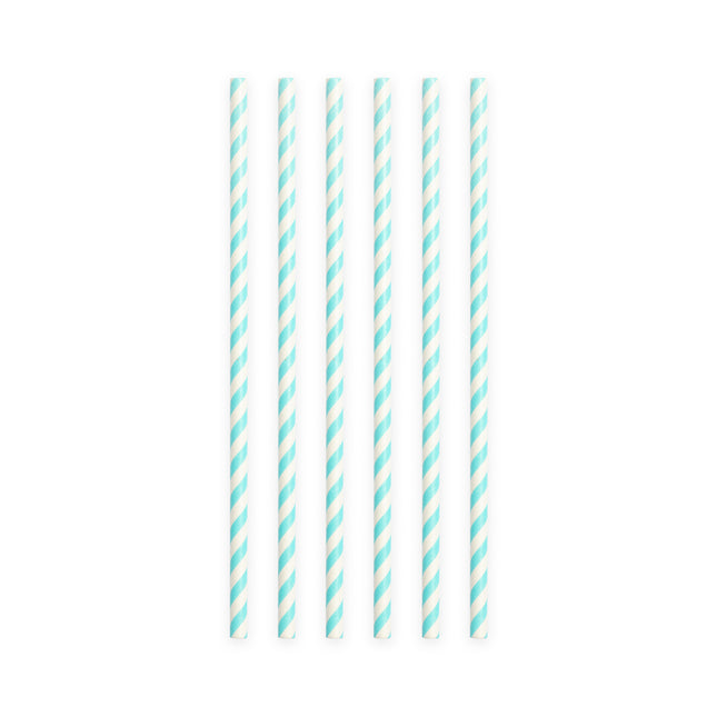 Pailles en papier Baby Blue Striped 19.7cm 20pcs