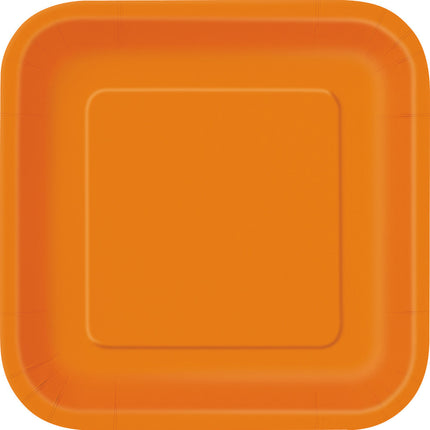 Assiettes carrées orange 23cm 14pcs