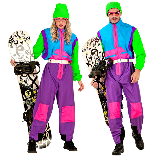 Combinaison de ski néon des années 80 Snowboarder – Partywinkel