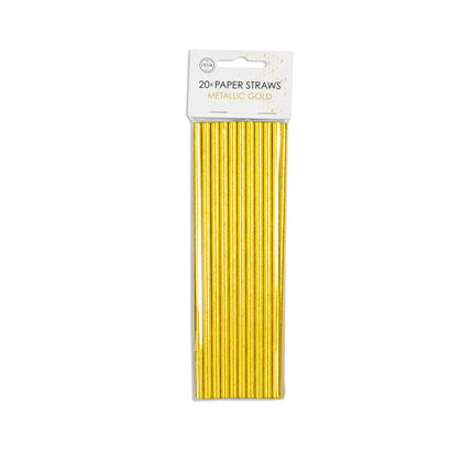 Pailles dorées en papier 19.7cm 20pcs