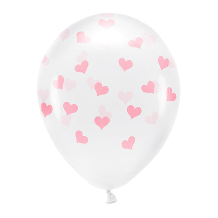 Ballons blancs Coeurs roses clairs 33cm 6pcs