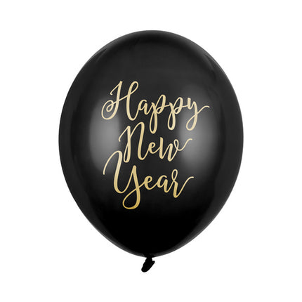 Ballons noirs de bonne année 30cm 6pcs