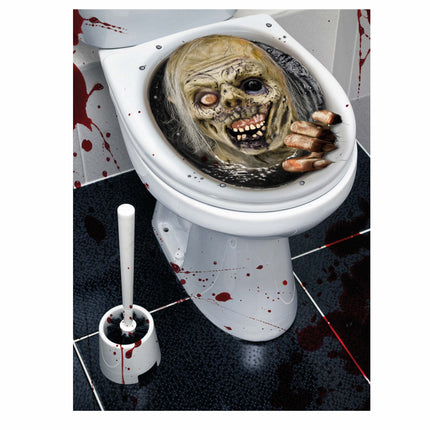 Autocollant de toilette Halloween Zombie