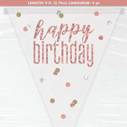 Guirlande Happy Birthday Rose Gold 2.74m