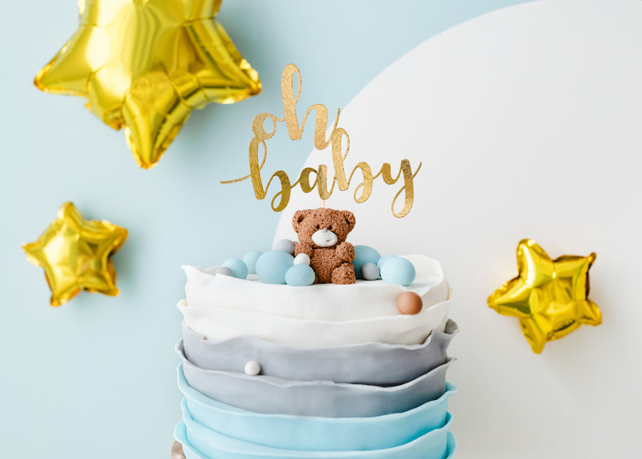 Décor de gâteau doré Oh Baby 25cm