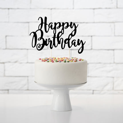 Décor de gâteau Happy Birthday Noir 22.5cm