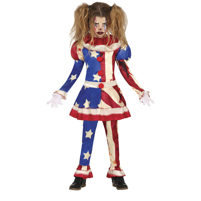 Horror Clown Halloween Costume Girl Blue Red