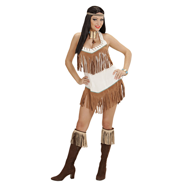 Robe indienne Marron Blanc Dames