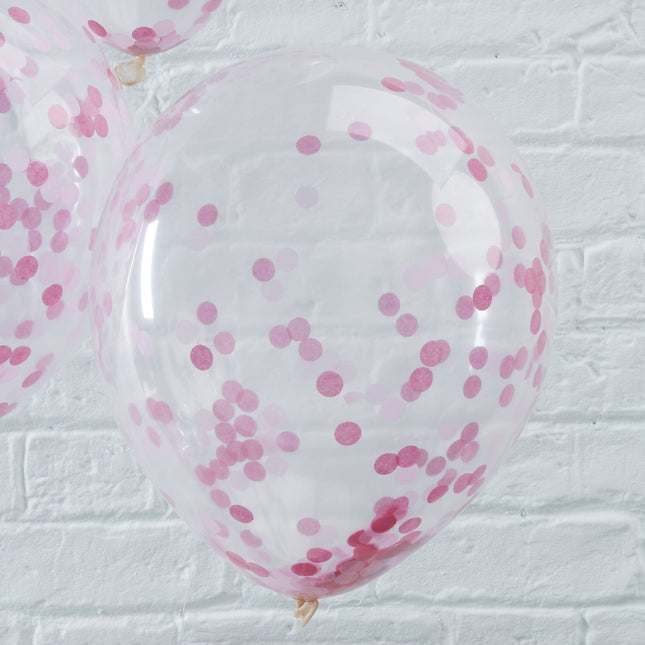 Ballons confettis roses 30cm 5pcs