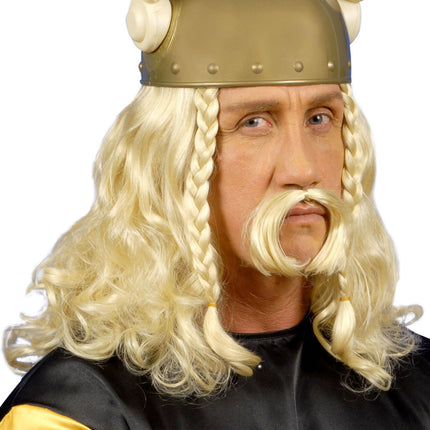 Perruque viking avec moustache