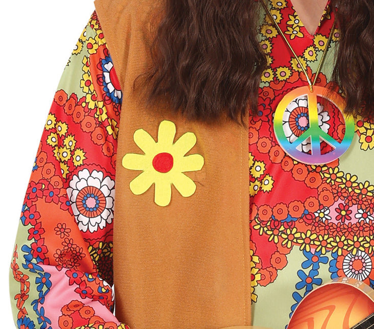 Costume Hippie 60S Homme coloré avec gilet marron