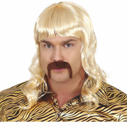 Perruque blonde avec moustache