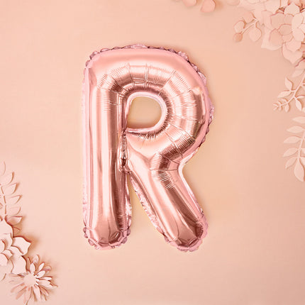Ballon de baudruche Lettre R Or Rose Vide 35cm