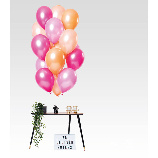 Ballons de baudruche rose pêche chromés 33cm 15pcs