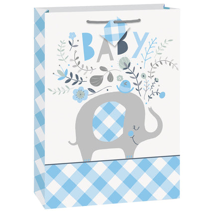 Sac cadeau bébé éléphant bleu