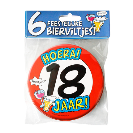 Tapis à bière 18 ans 12.5cm 6pcs
