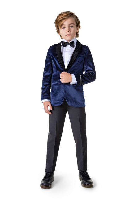 Blazer en velours bleu foncé Garçon <tc>OppoSuits</tc>