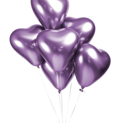 Ballons en forme de coeur violet 30cm 6pcs
