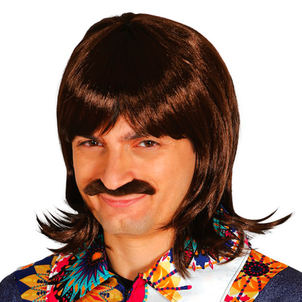 Perruque Moustache Marron