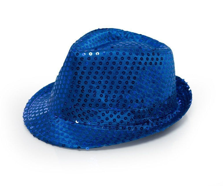 Chapeau à paillettes bleu