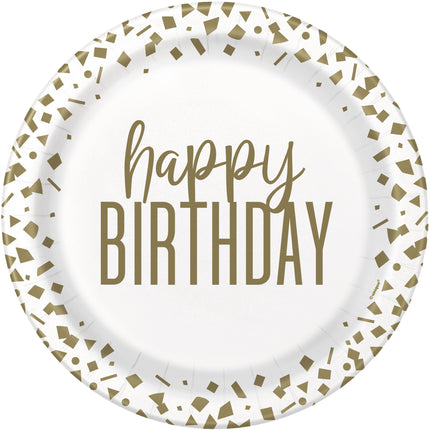 Assiettes Happy Birthday Confetti 23cm 8pcs
