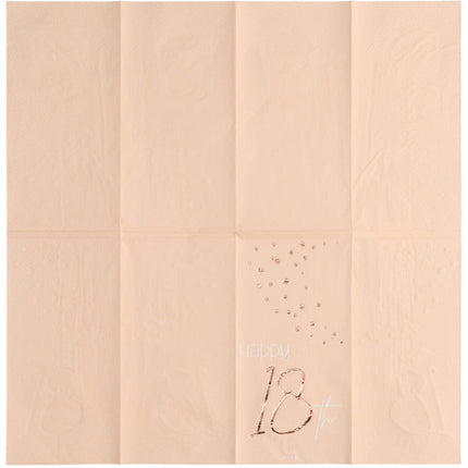 Serviettes de table 18 ans or rose 33cm 10pcs