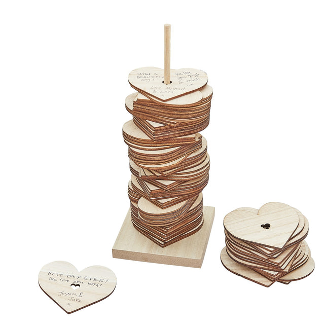 Livre d'or Coeurs en bois 31cm