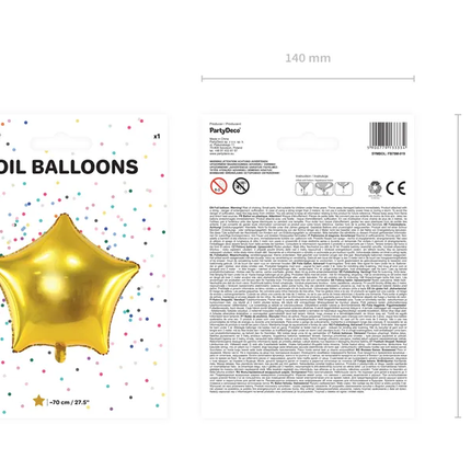 Ballon à l'hélium étoile or vide 70cm