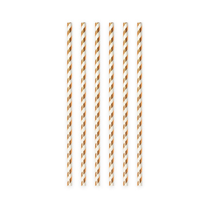 Pailles en papier Rose Gold Striped 19.7cm 20pcs