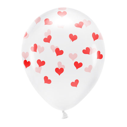 Ballons blancs Coeurs rouges 33cm 6pcs
