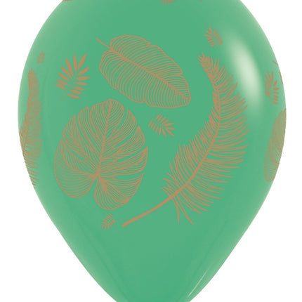 Ballons Tropical Leaves Mix Gold Print 30cm 25pcs