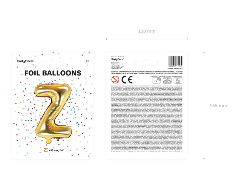 Ballon de baudruche Lettre Z Or Vide 35cm