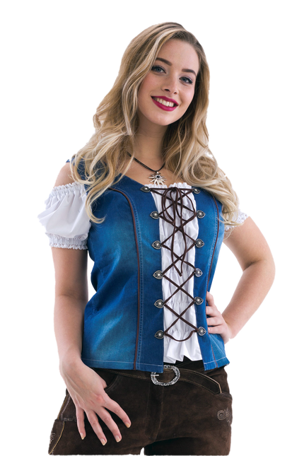 Blanc Bleu Chemisier Dames Trachtenmieder