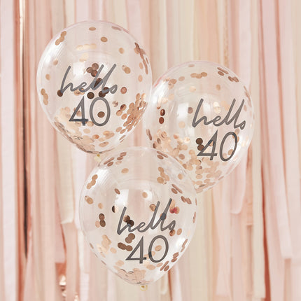 Ballons confettis or rose 40 ans 30cm 5pcs