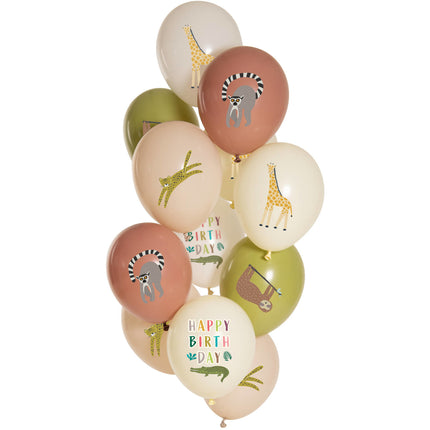 Bon anniversaire Ballons Jungle Animals 33cm 12pcs