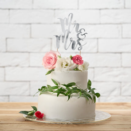 Décor de gâteau Happy Birthday Argenté 25.5cm
