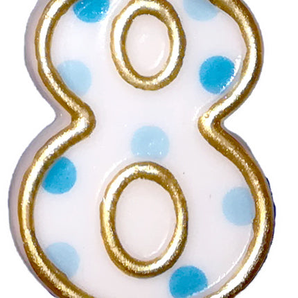 Bougie 8 ans Points bleus 8.5cm