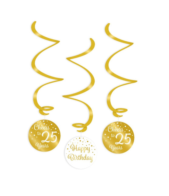 Décoration suspendue 25 Years Happy Birthday 17cm 3pcs