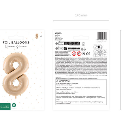 8 Year Figure Balloon Beige Empty 72cm