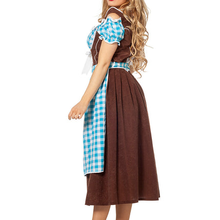 Blue Dirndl Dress Oktoberfest Ladies Long