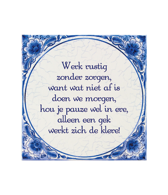 Carreau bleu de Delft Travailler tranquillement 14.5cm