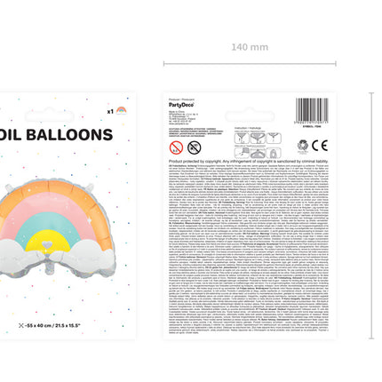 Ballon à l'hélium arc-en-ciel vide 55cm