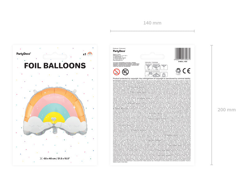 Ballon à l'hélium arc-en-ciel vide 55cm