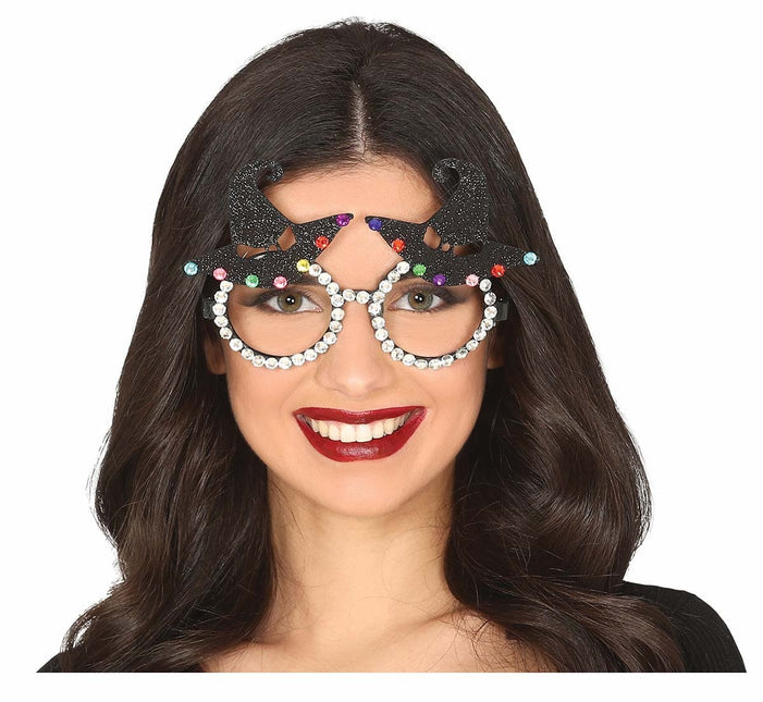 Spectacles d'Halloween Chapeau de sorcière pailleté