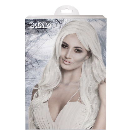 Perruque d'Halloween Style Cheveux Longs Blancs