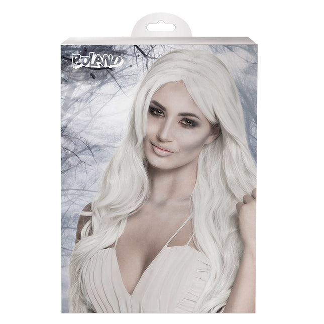 Perruque d'Halloween Style Cheveux Longs Blancs