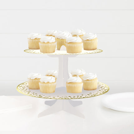 Support à cupcakes en carton doré 35cm