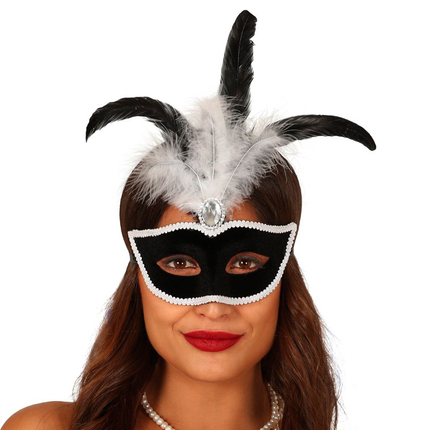 Masque Plumes Velours noir