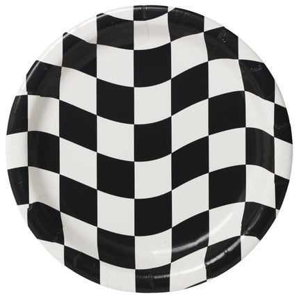 Assiettes noires et blanches bloquées 23cm 8pcs